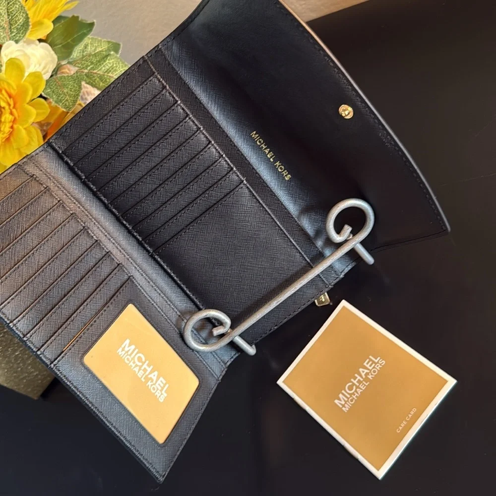 Michael Kors Karla Black Wallet with Gold Studs